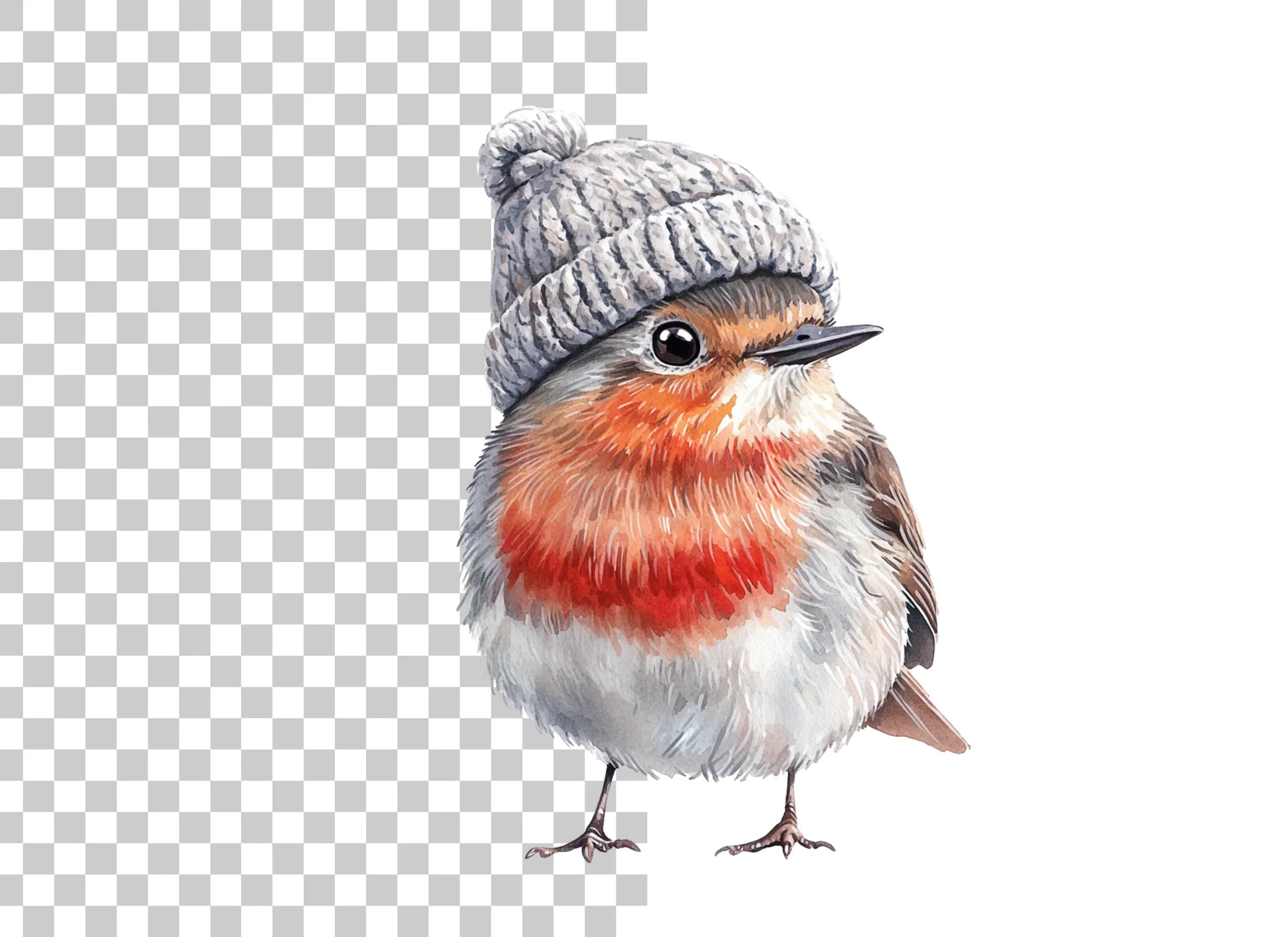 Charming Robin with Beanie Clipart Bundle
