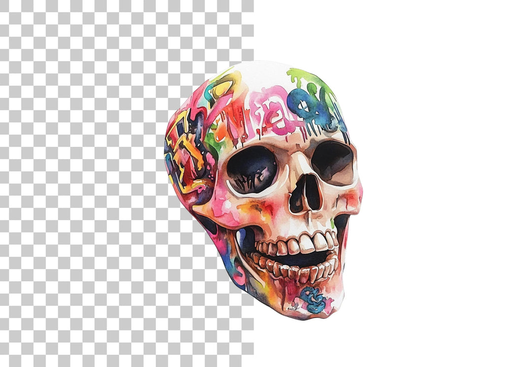 Vibrant Graffiti Skulls Clipart Bundle