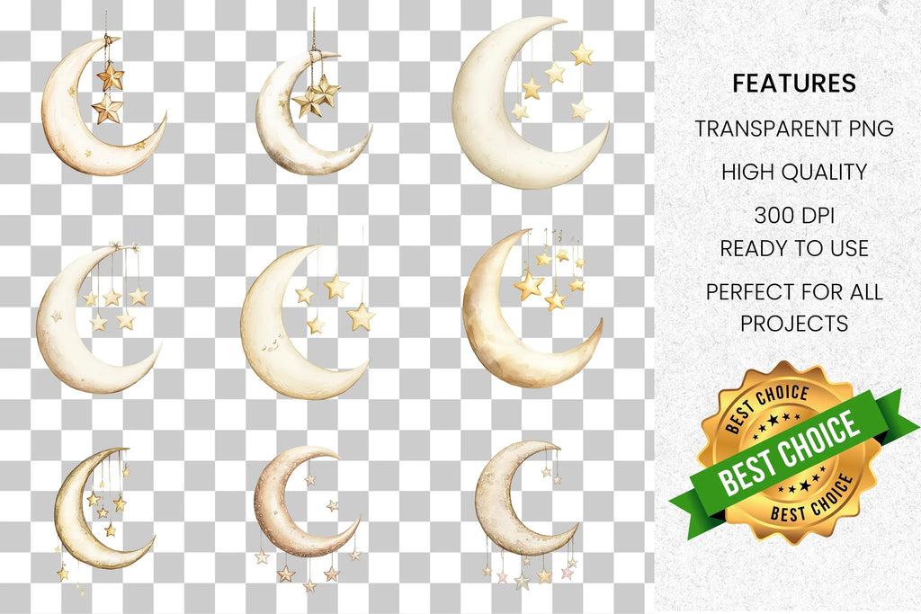Moon and Stars Clipart Bundle