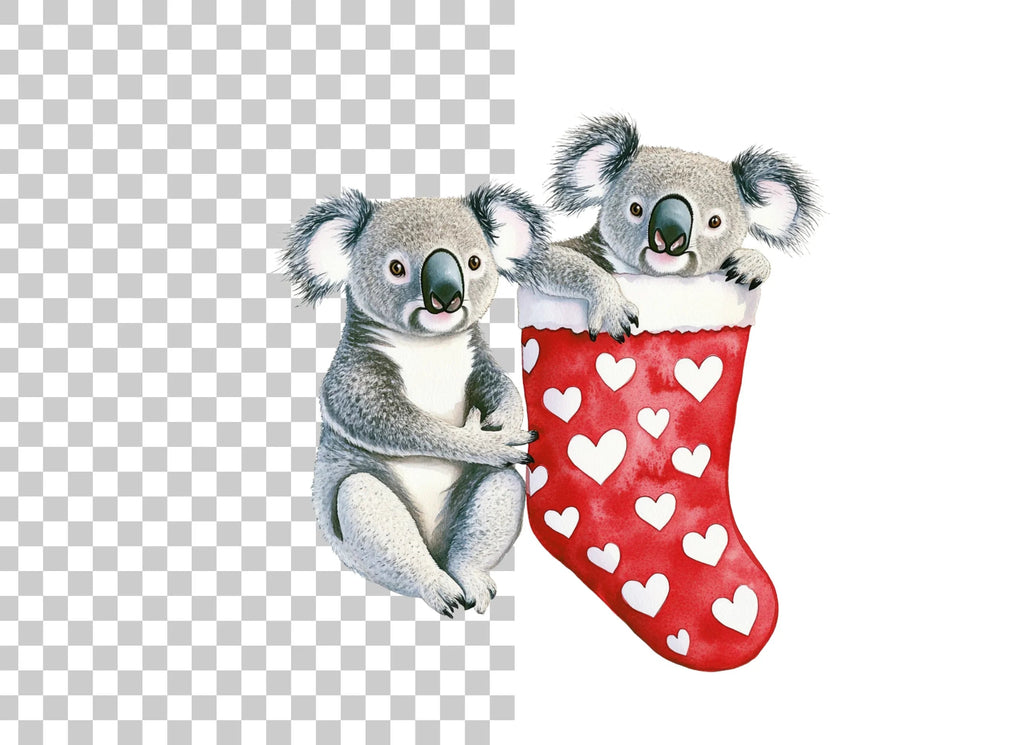 Cute Koalas in Valentine Stockings Clipart Bundle