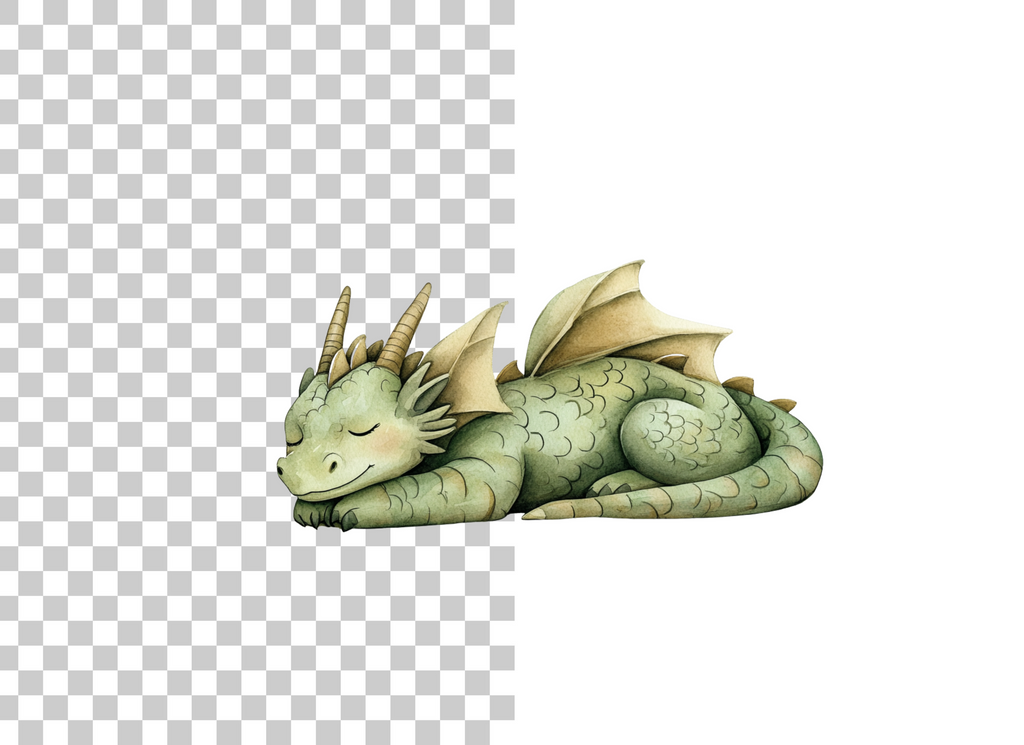 Cute Sleeping Baby Dragon Clipart Bundle