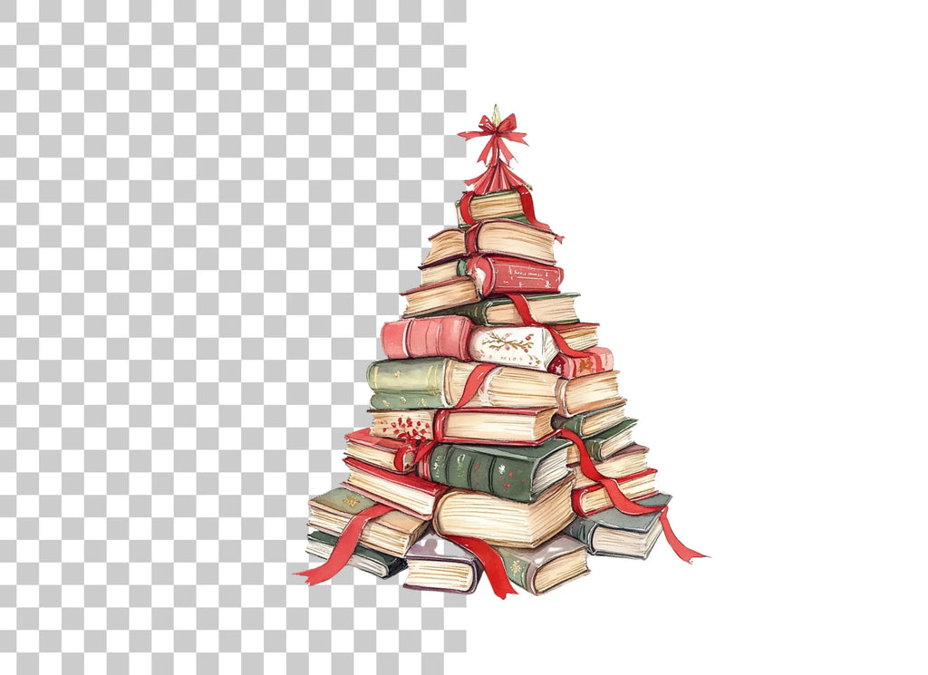 Christmas Book Tree Clipart Bundle