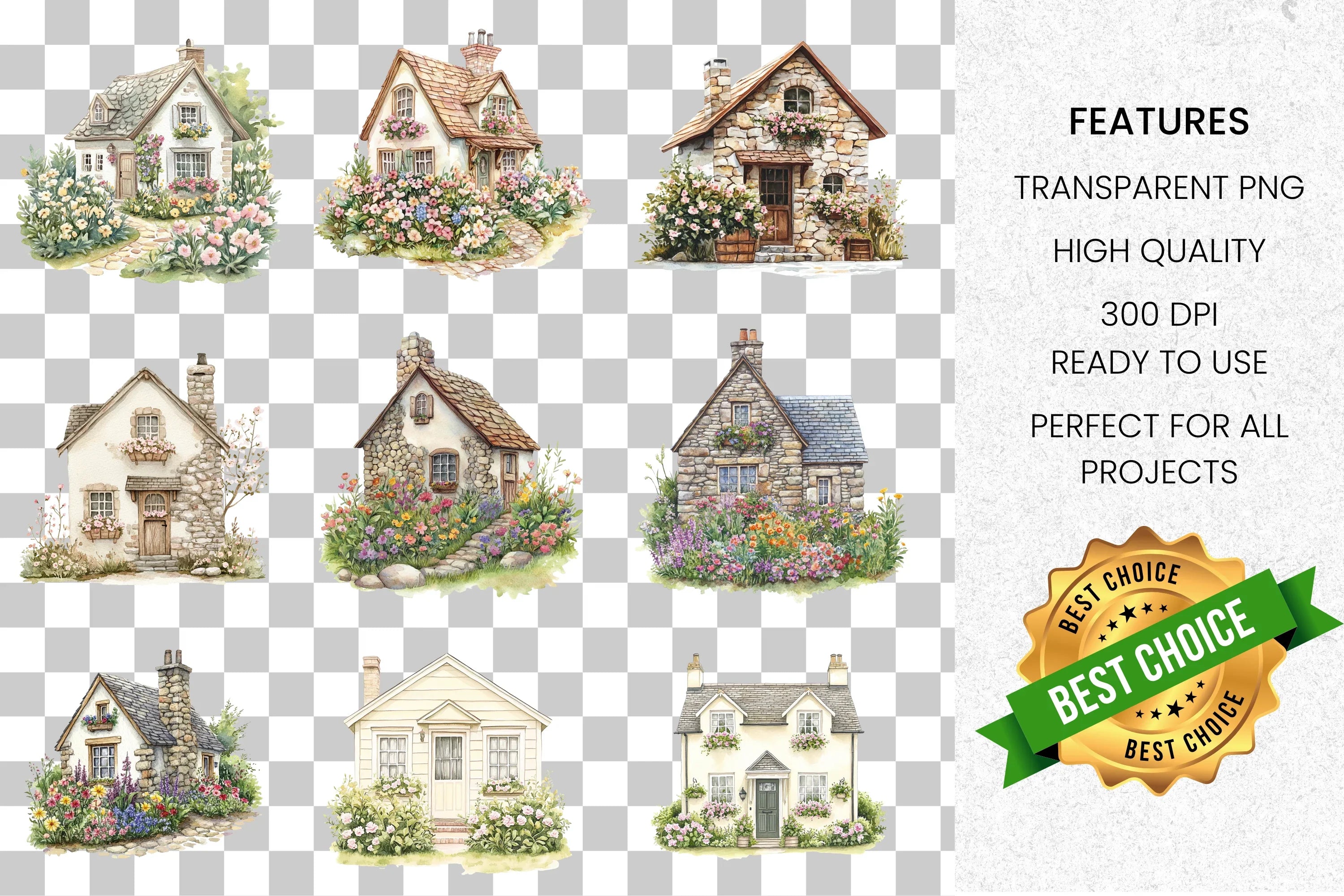 Cottage Clipart Bundle