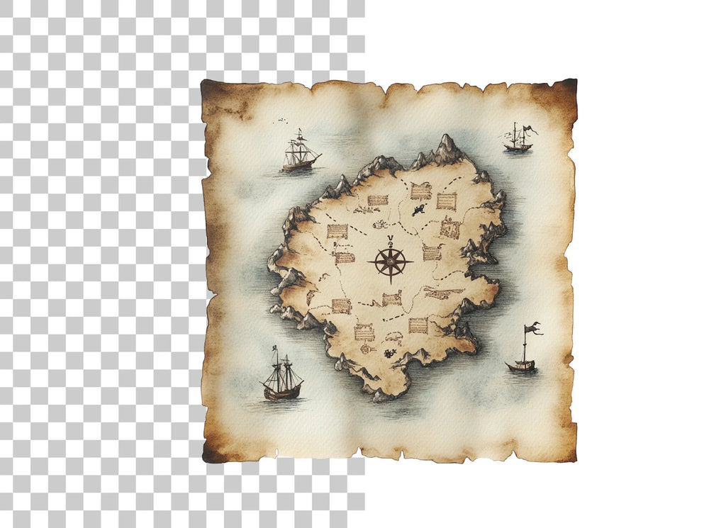 Vintage Treasure Maps Clipart Bundle