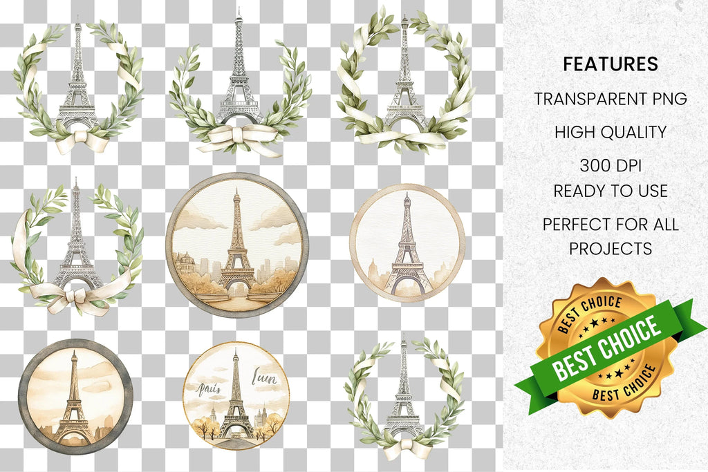 Eiffel Tower Clipart Bundle