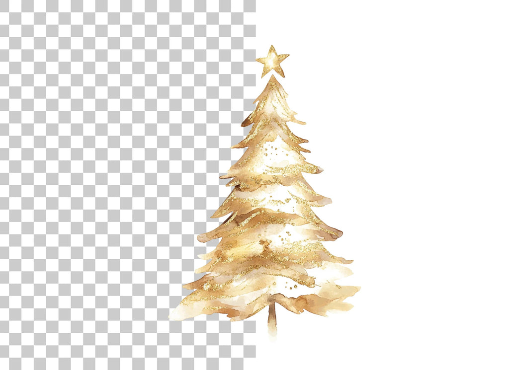 Golden Christmas Tree Clipart Bundle