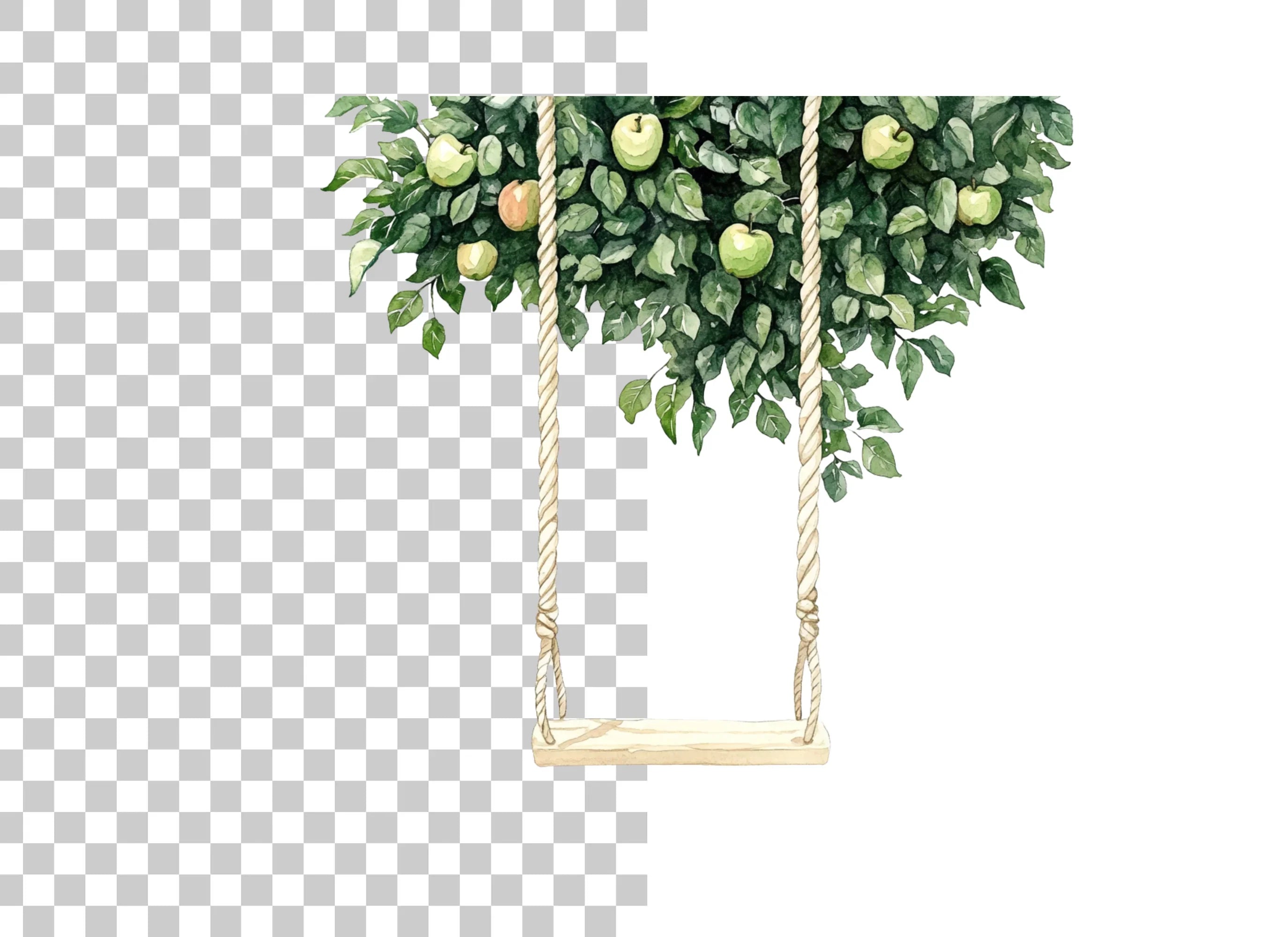 Green Apple Tree Swing Clipart Bundle