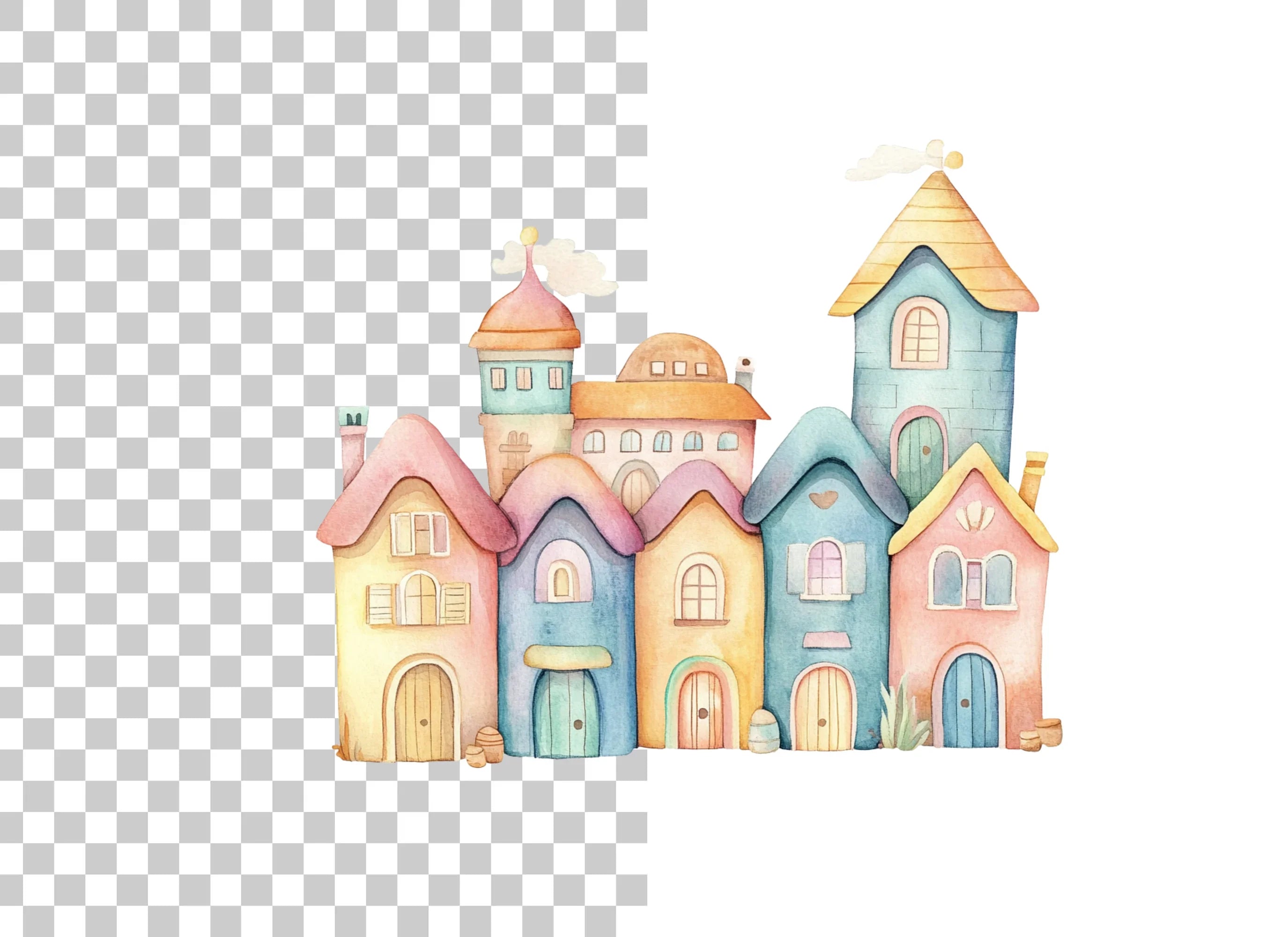 Pastel Town Clipart Bundle