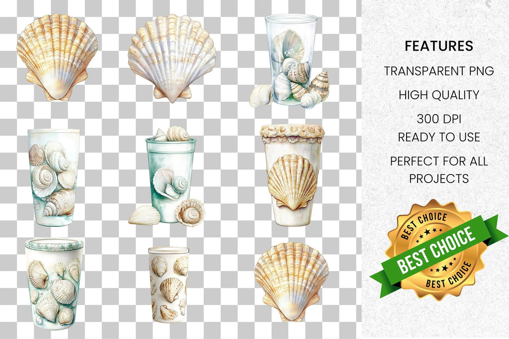 Seashells Jar Clipart Bundle