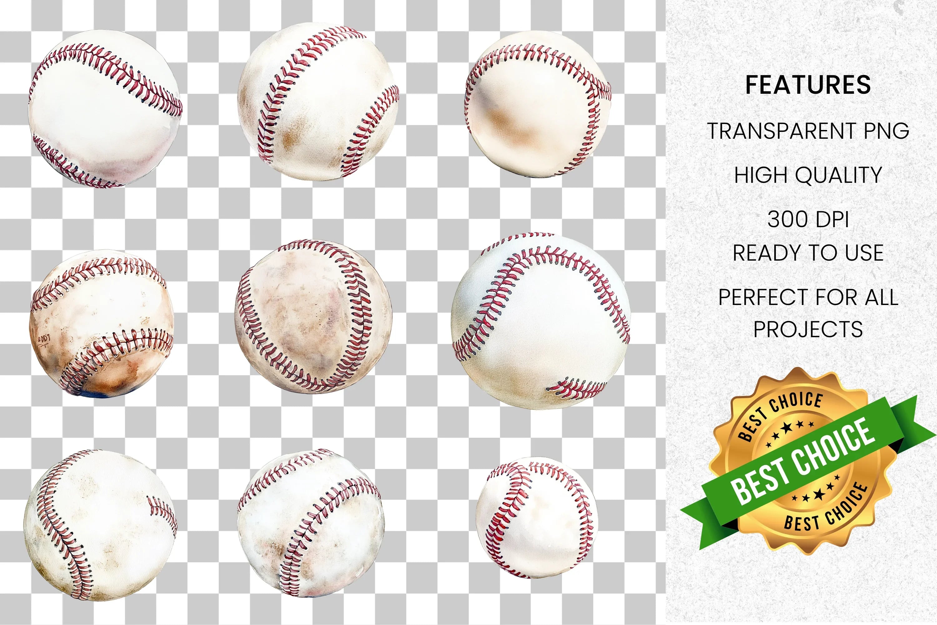 Classic Baseball Game Ball Clipart Bundle