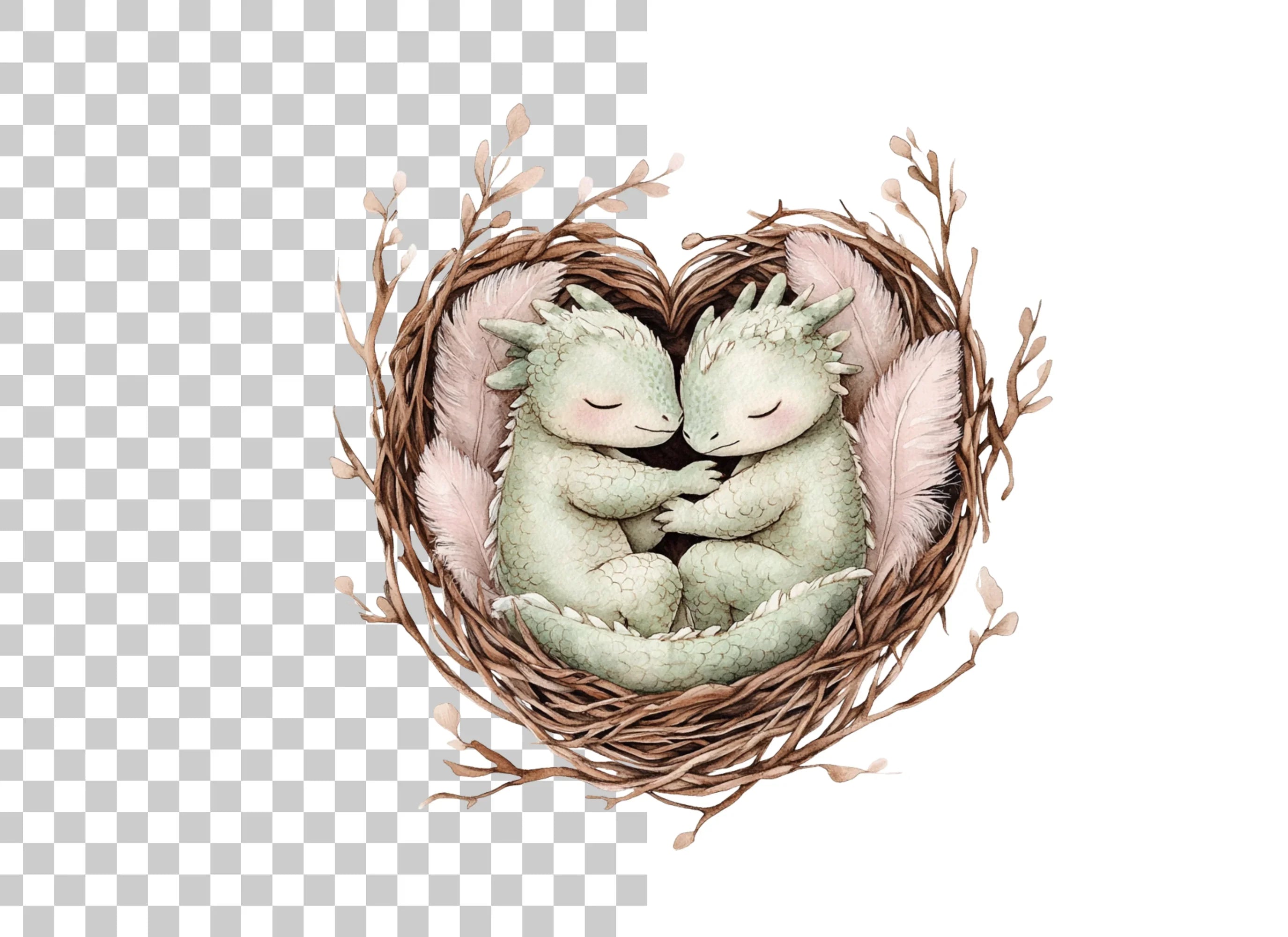 Cute Baby Dragon Nests Clipart Bundle