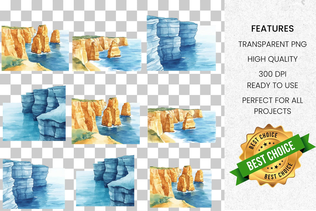 Ocean Cliffs Clipart Bundle
