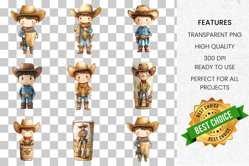 Cute Cowboy Clipart Bundle
