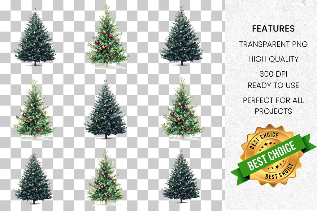 Festive Christmas Tree Clipart Bundle