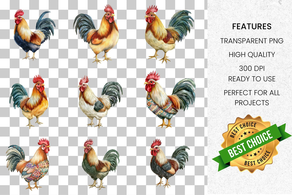 Rooster Clipart Bundle
