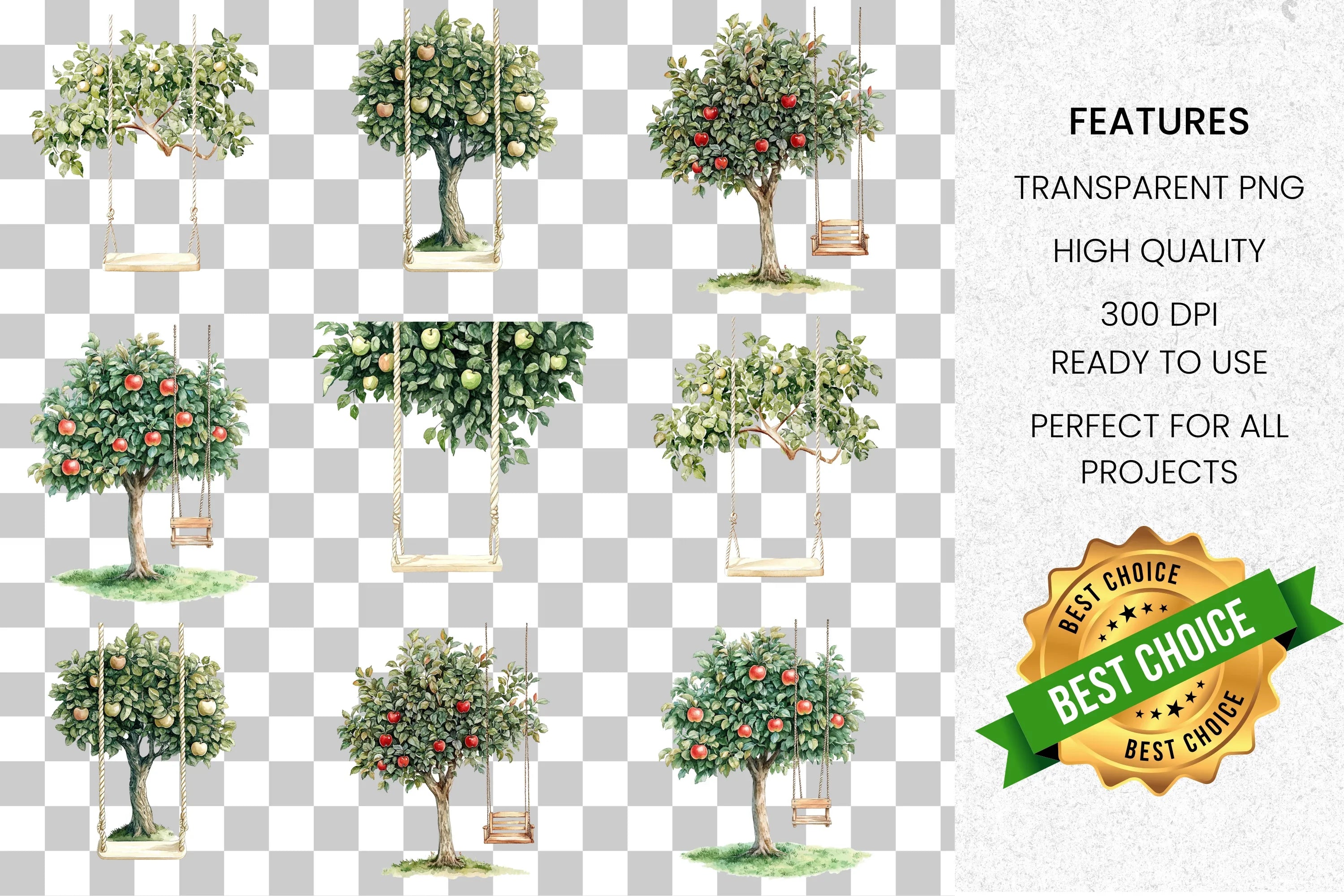 Tree Swings Clipart Bundle