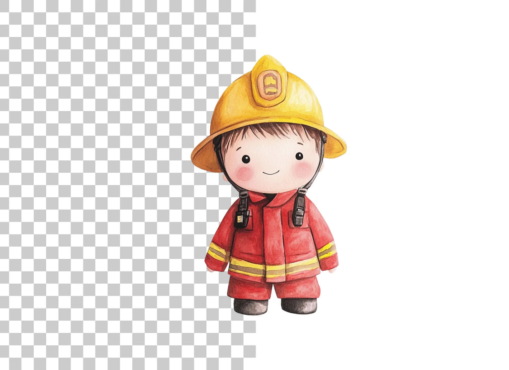 Cute Firefighter Kids Clipart Bundle