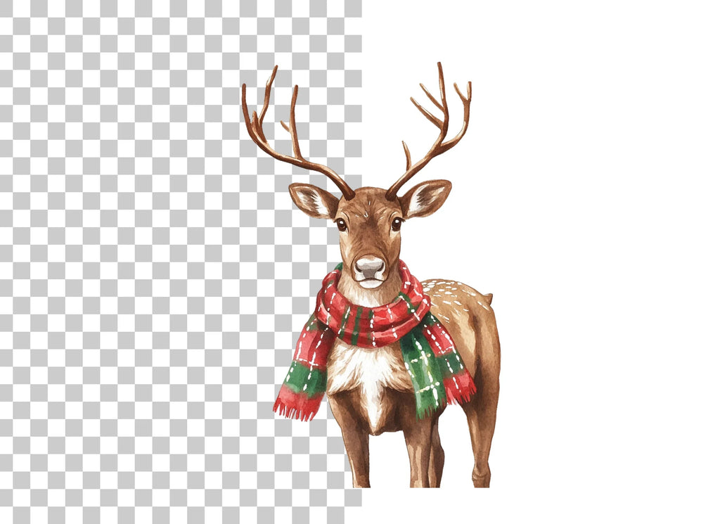 Christmas Reindeer with Scarves Clipart Bundle