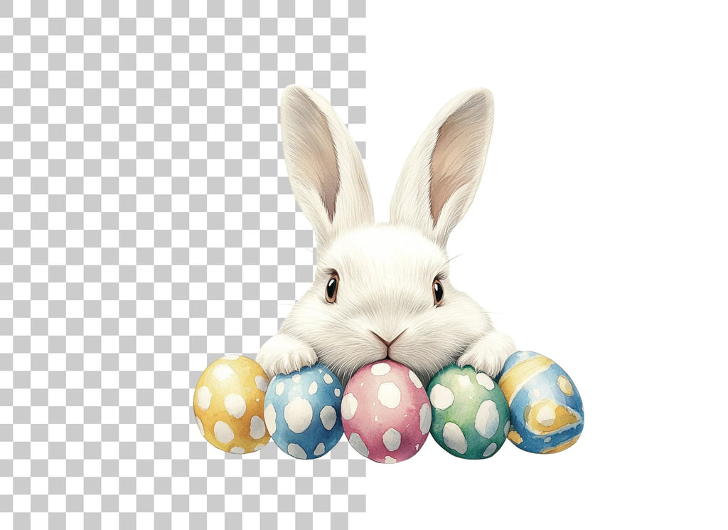 Cute White Easter Bunny Clipart Bundle