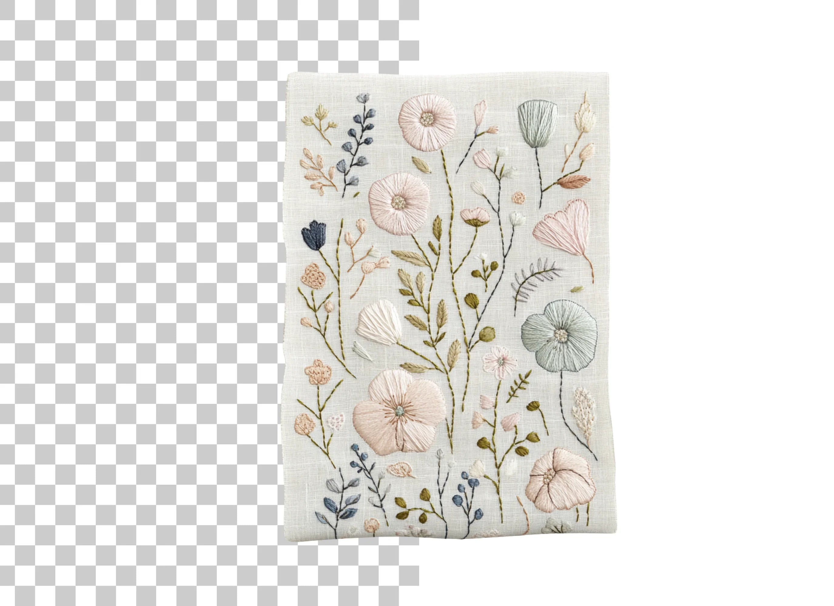 Elegant Embroidered Floral Clipart Bundle