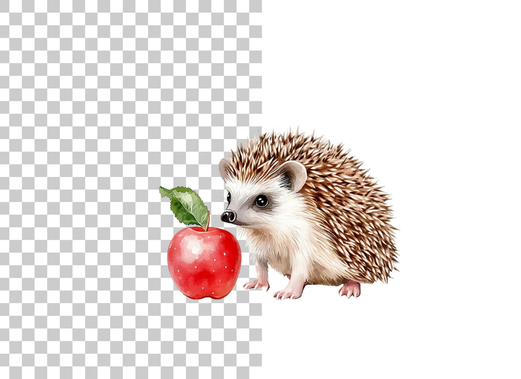 Hedgehog and Apple Clipart Bundle