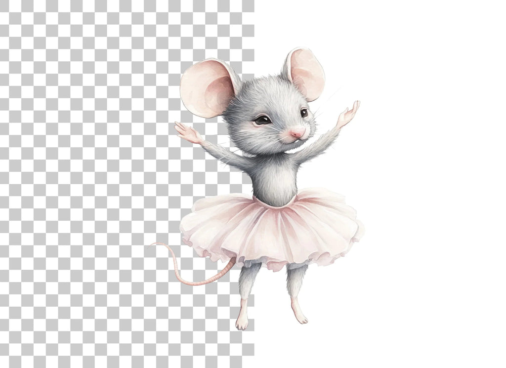 Twin Grey Ballerina Mice Clipart Bundle