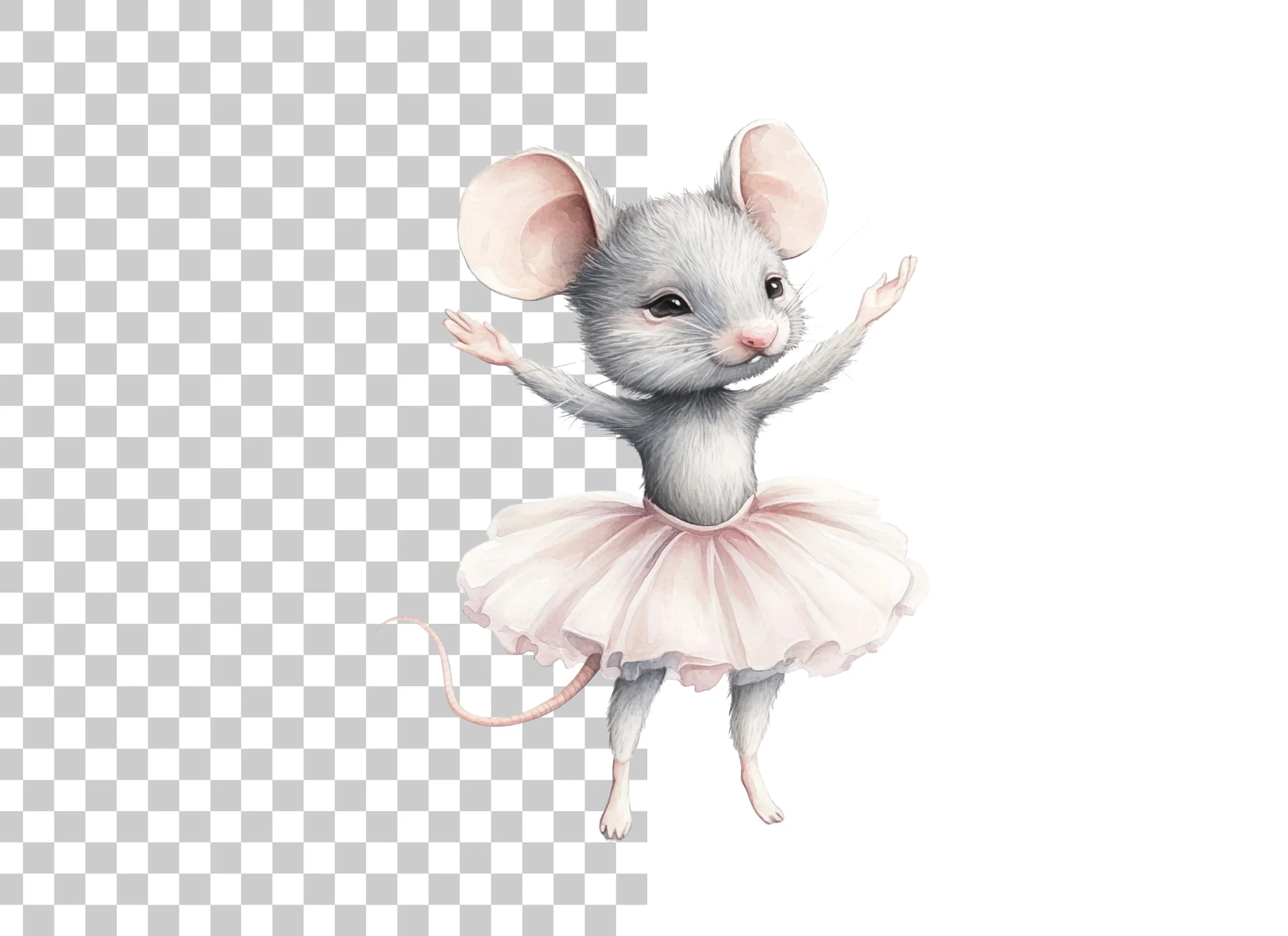 Twin Grey Ballerina Mice Clipart Bundle