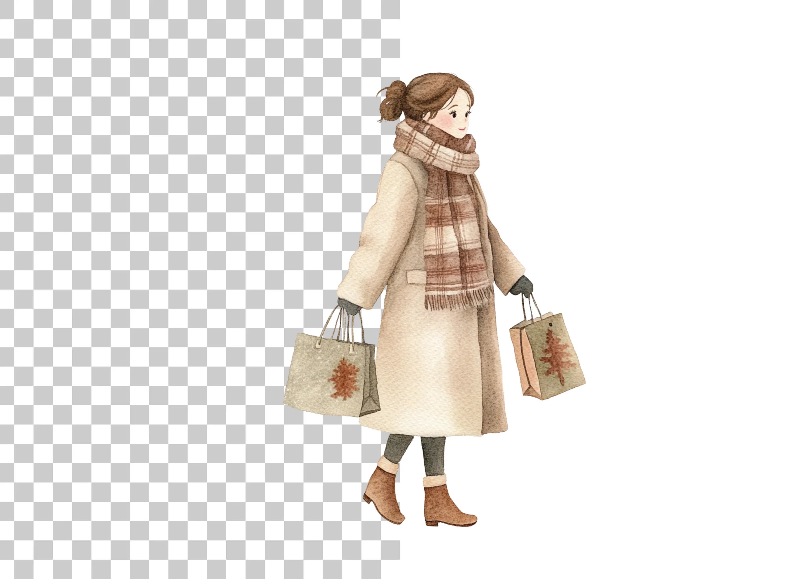 Autumn Winter Shopping Girls Clipart Bundle