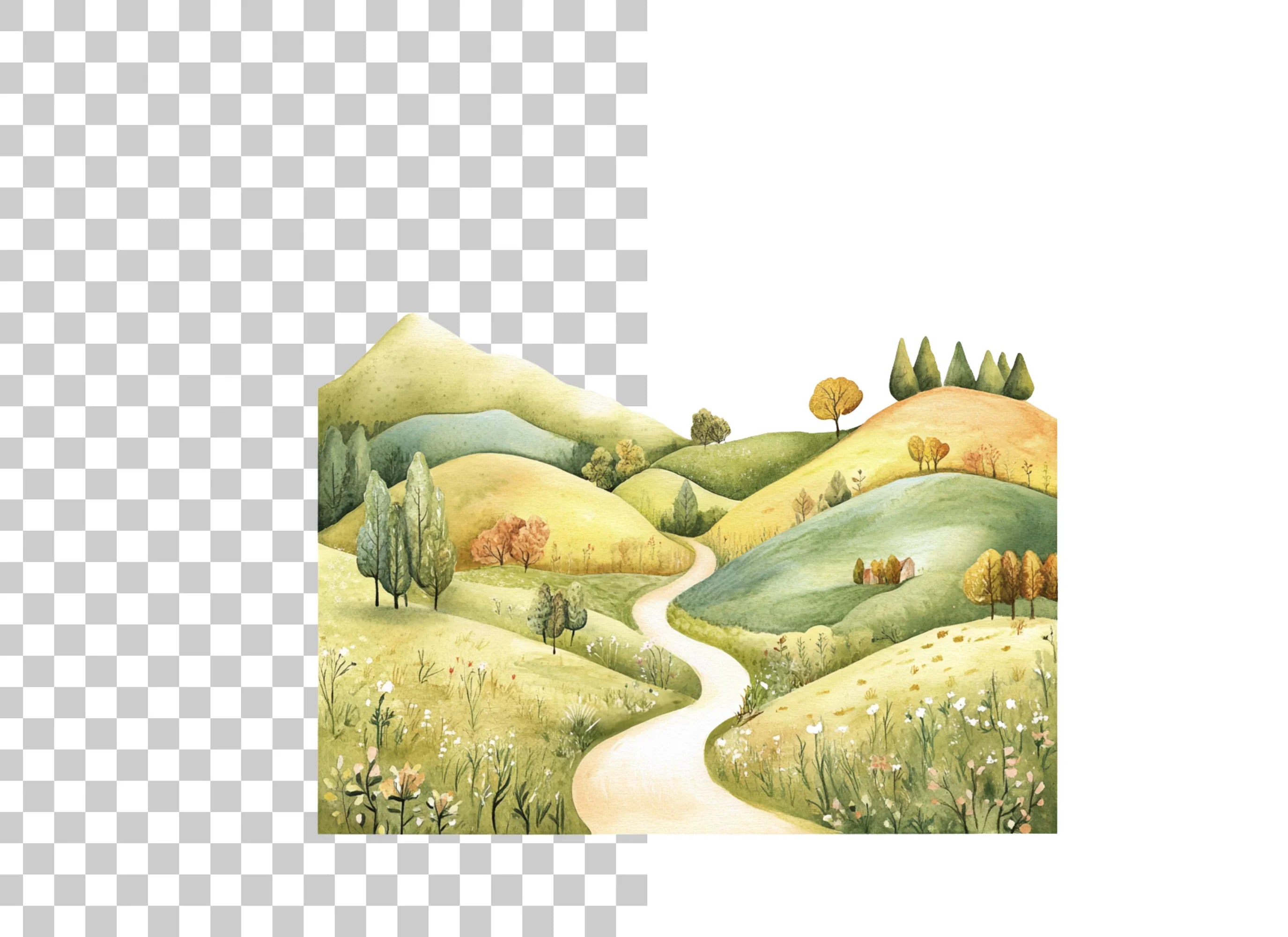 Autumn Hills Landscape Path Clipart Bundle