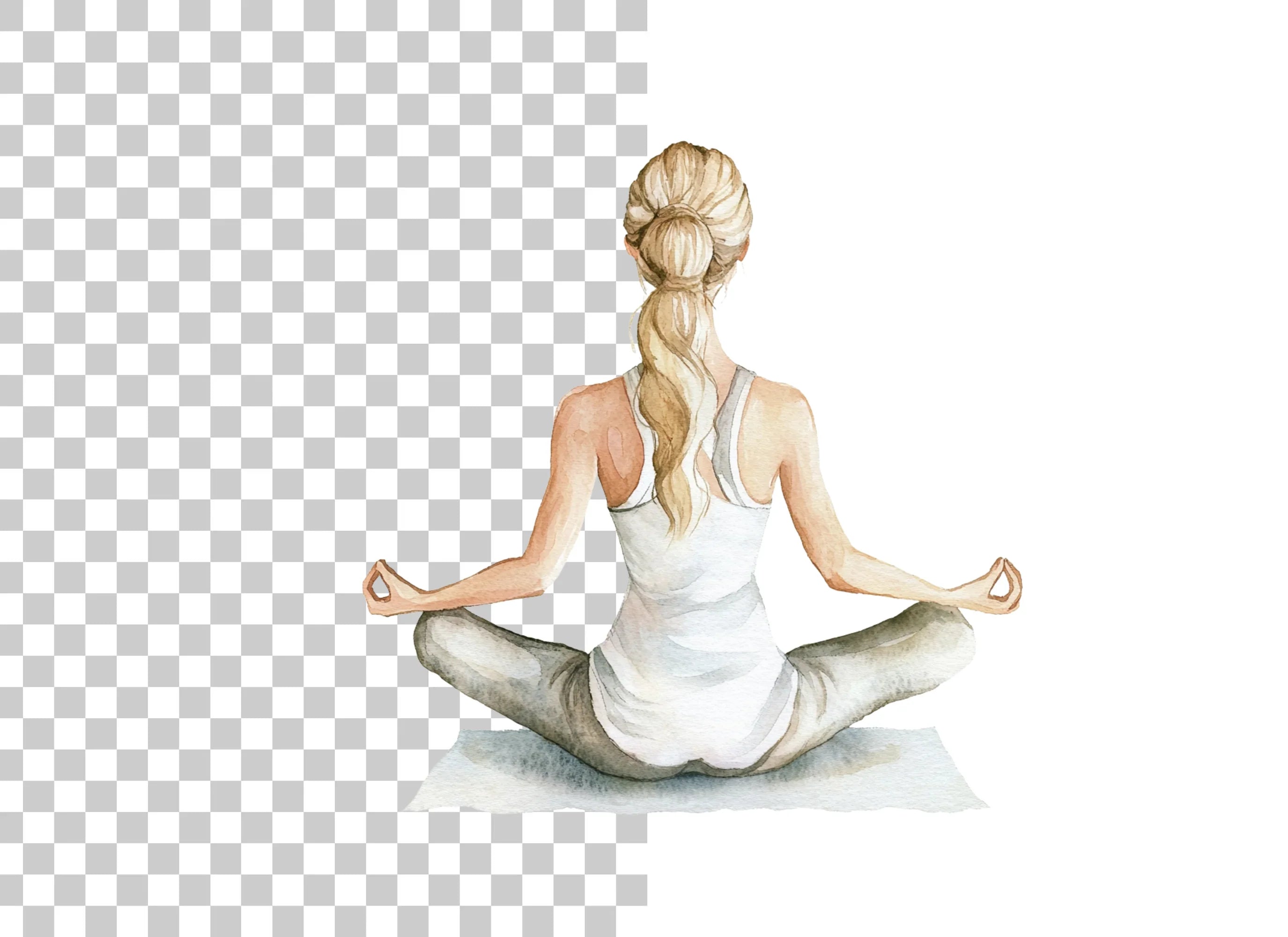 Serene Yoga Woman Pose Clipart Bundle