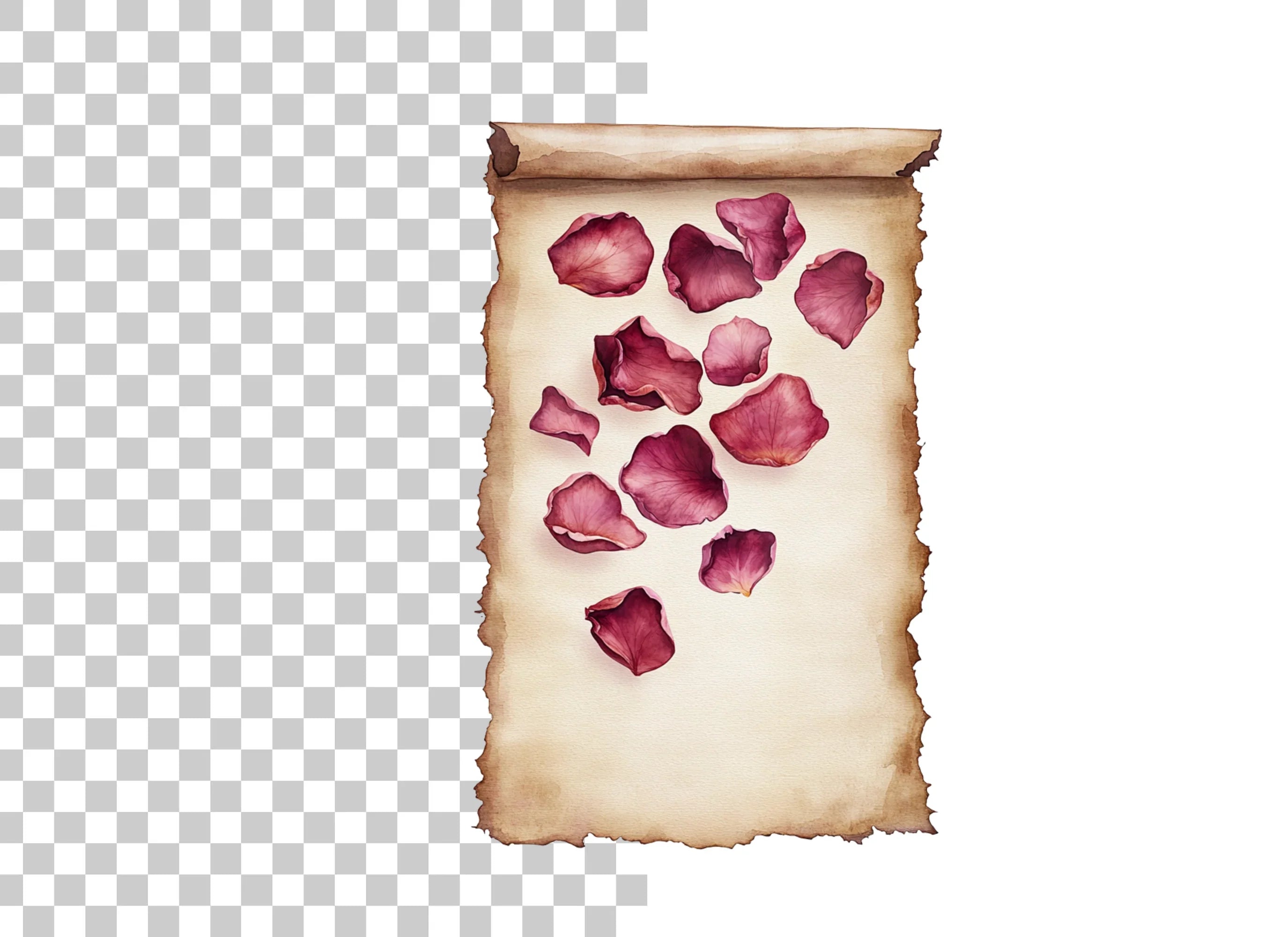 Rose Petals and Scrolls Clipart Bundle