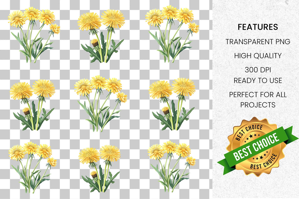 Vibrant Dandelion Clipart Bundle