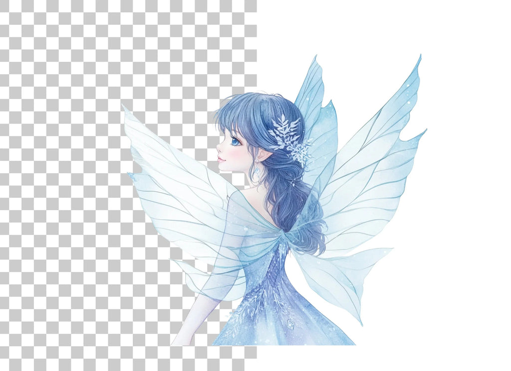 Winter Fairy Blue Dress Clipart Bundle