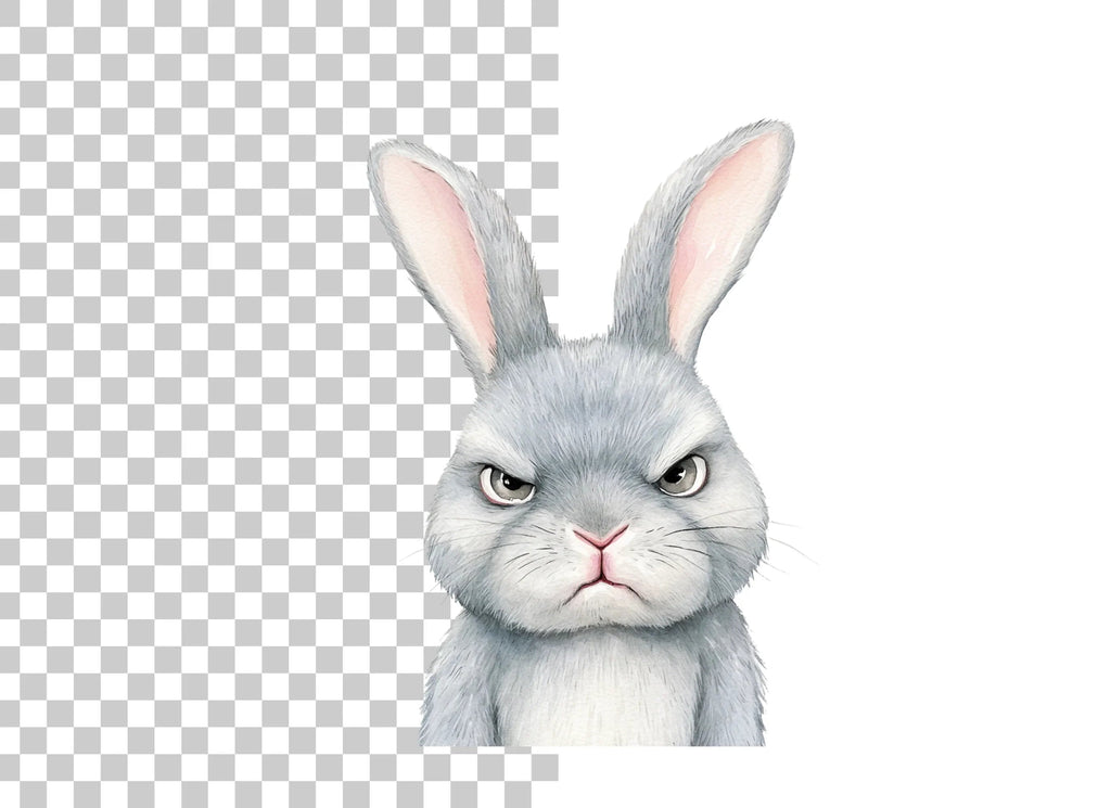 Grumpy Rabbit Faces Clipart Bundle
