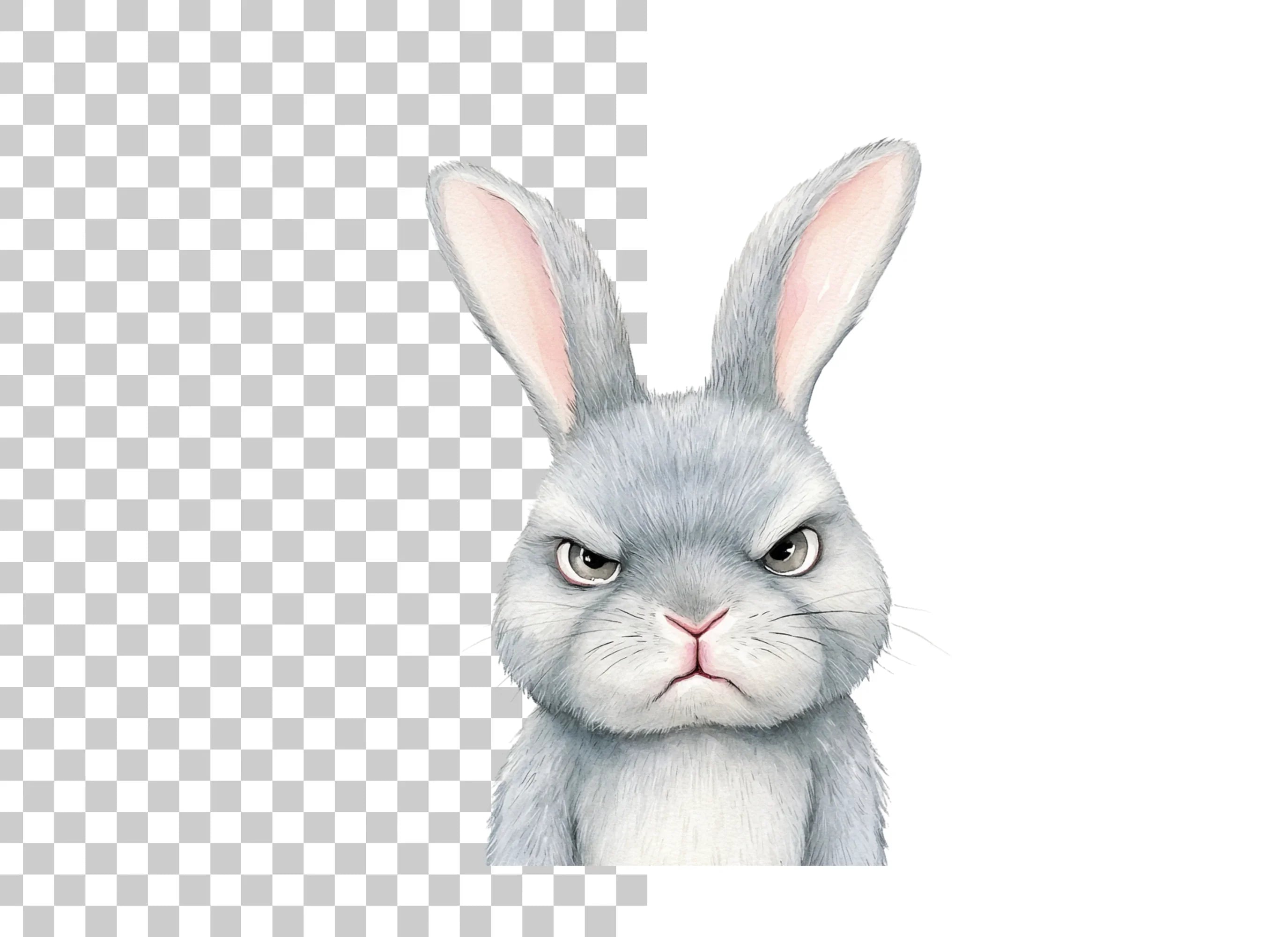 Grumpy Rabbit Faces Clipart Bundle