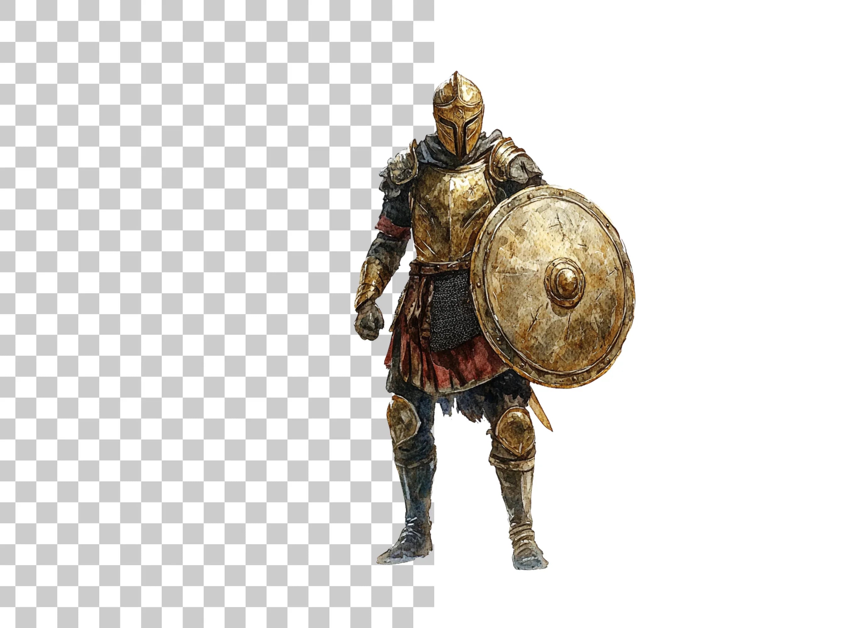 Golden Armored Knight Clipart Bundle