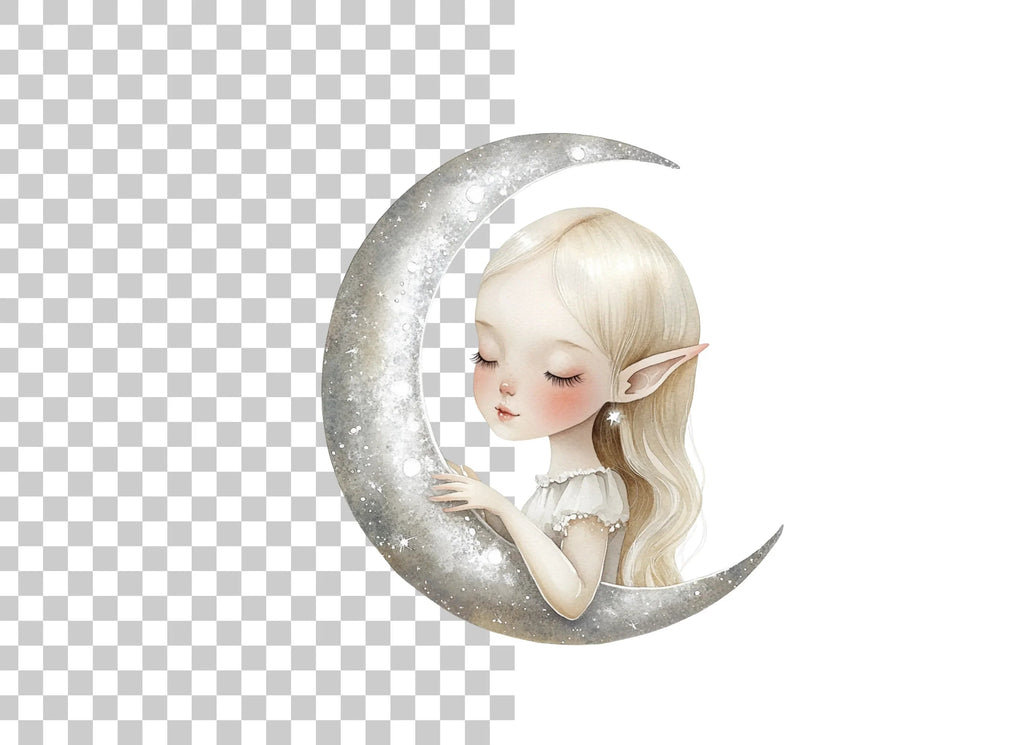 Sleeping Moon Elves Clipart Bundle