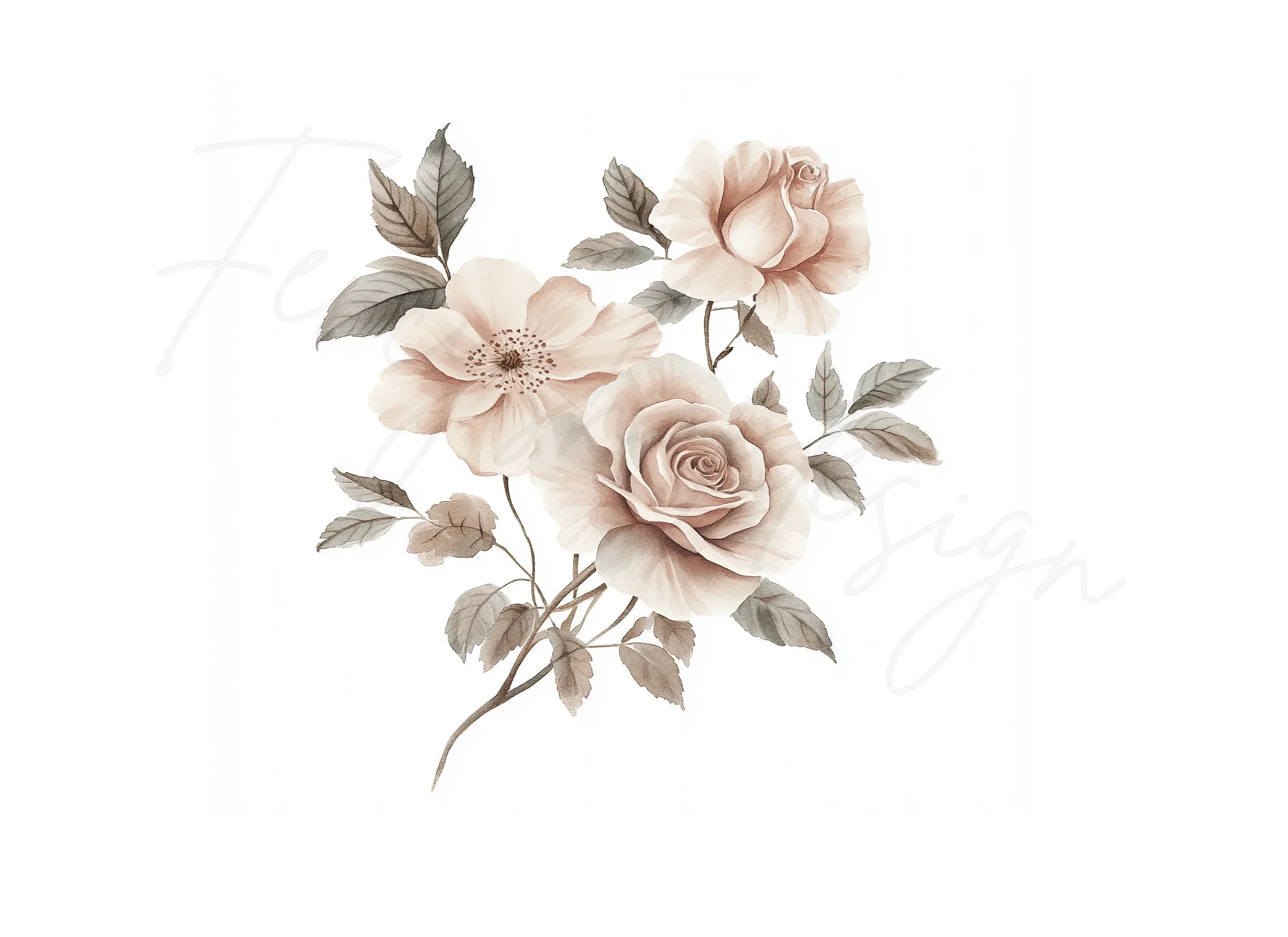 Delicate Rose Clipart Bundle