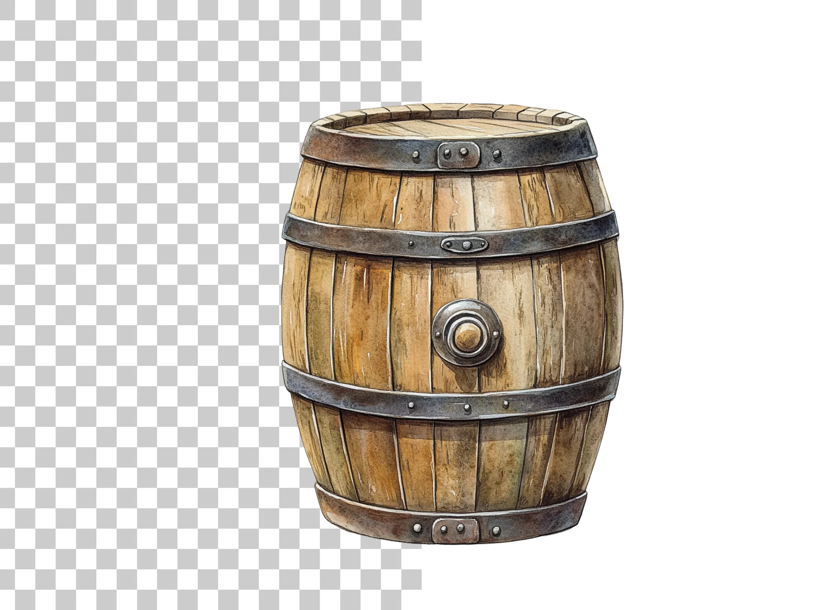 Rustic Wooden Barrels Clipart Bundle