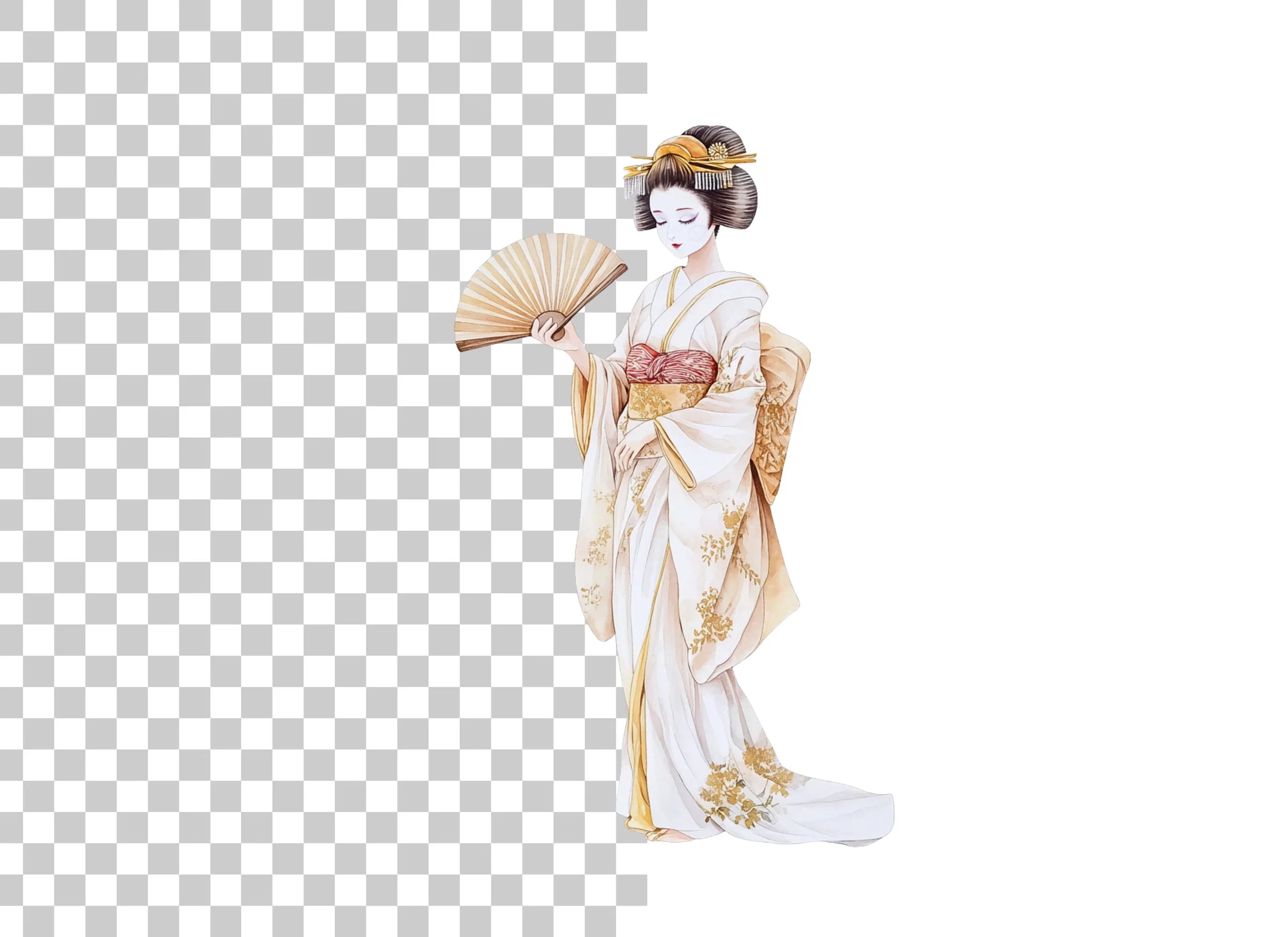 Elegant Japanese Geisha Clipart Bundle