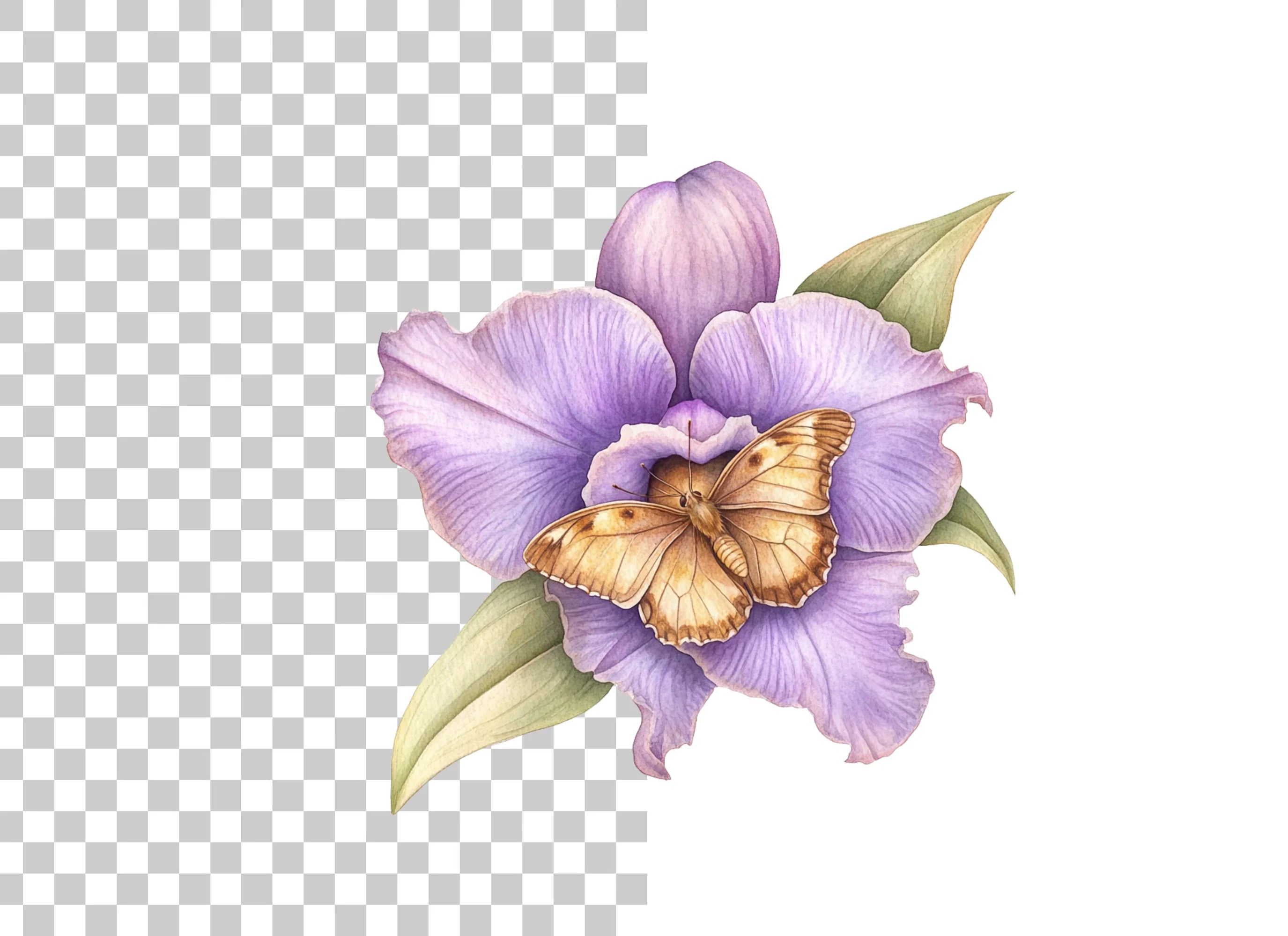 Orchid Butterfly Clipart Bundle