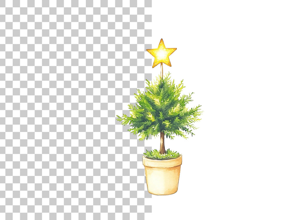 Potted Christmas Trees Clipart Bundle