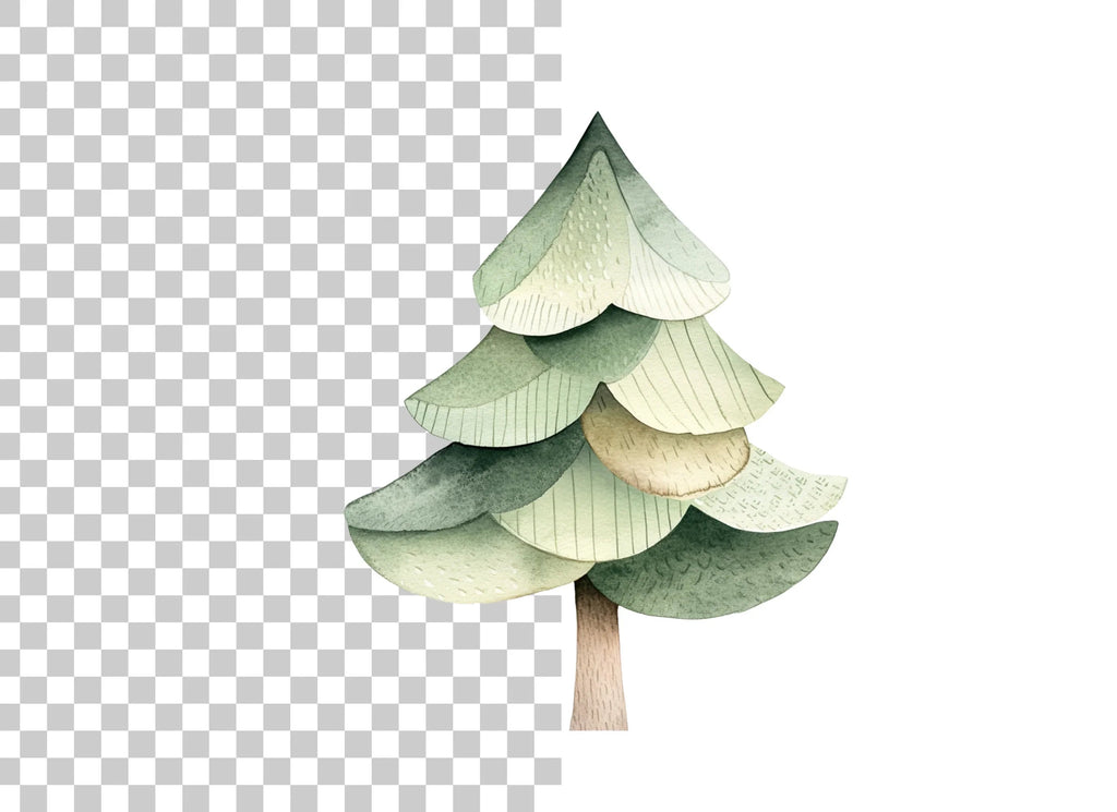 Cute Stylized Pine Tree Clipart Bundle