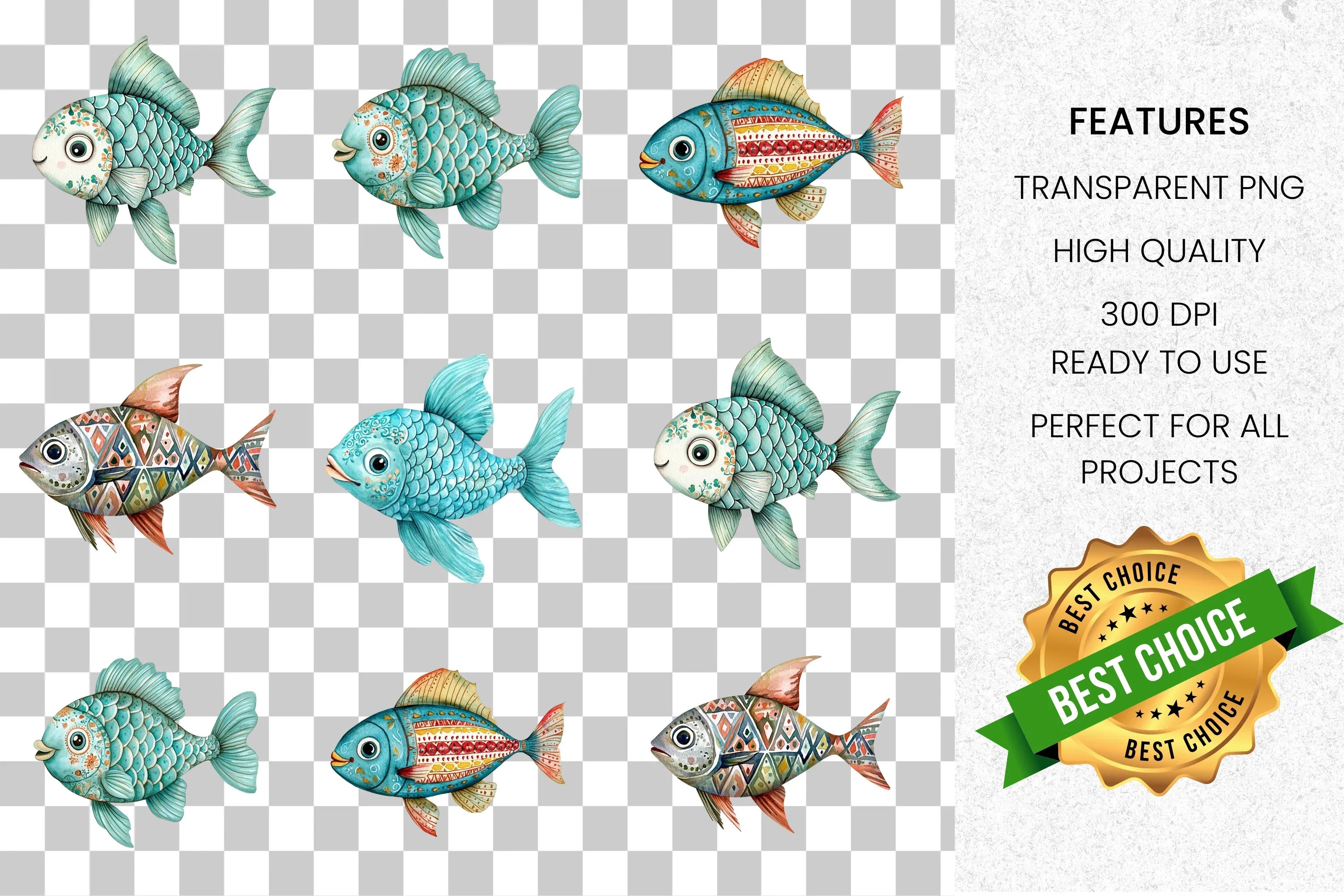Whimsical Fish Clipart Bundle