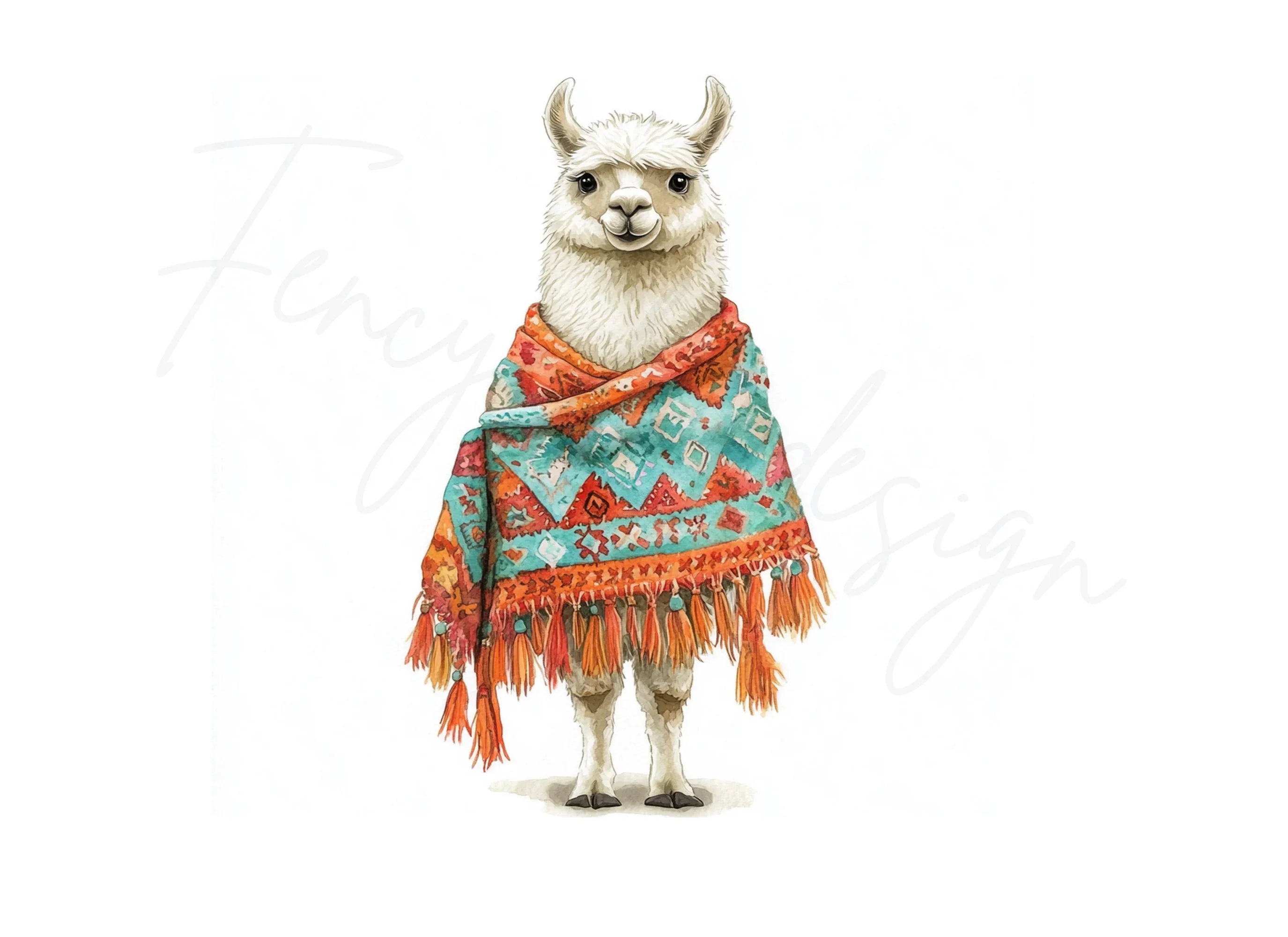 Vibrant Llama with Shawls Clipart Bundle