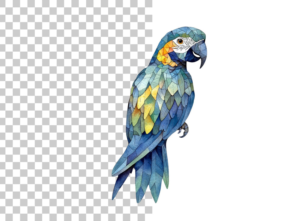 Geometric Blue Macaw Clipart Bundle