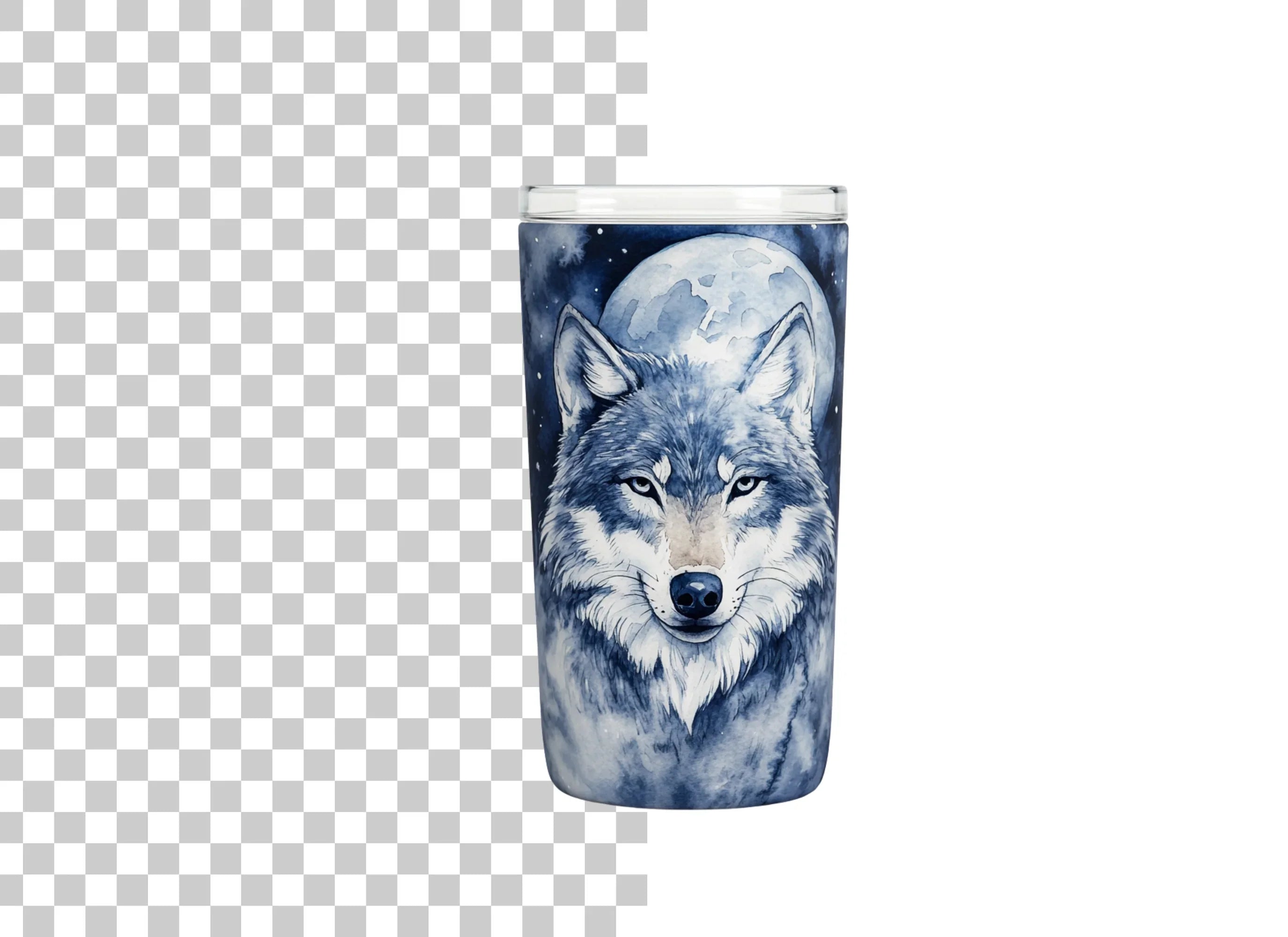 Blue Wolf Moon Tumbler Clipart Bundle