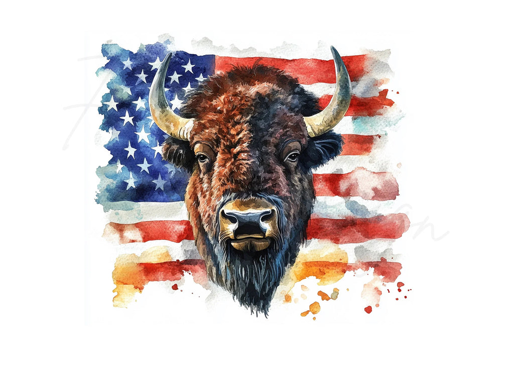 Bison American Flag Clipart Bundle