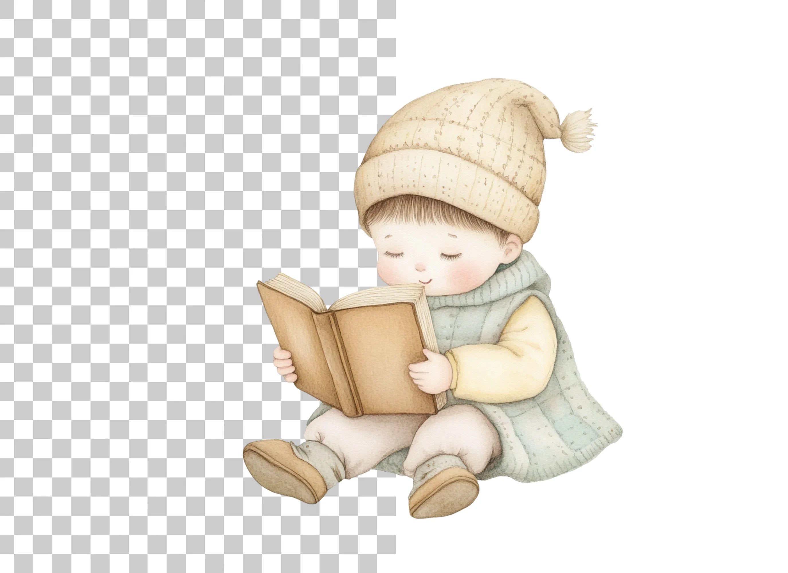 Cute Baby Reading Book Clipart Bundle