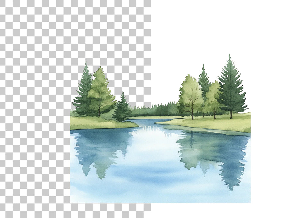 Tranquil Forest River Clipart Bundle